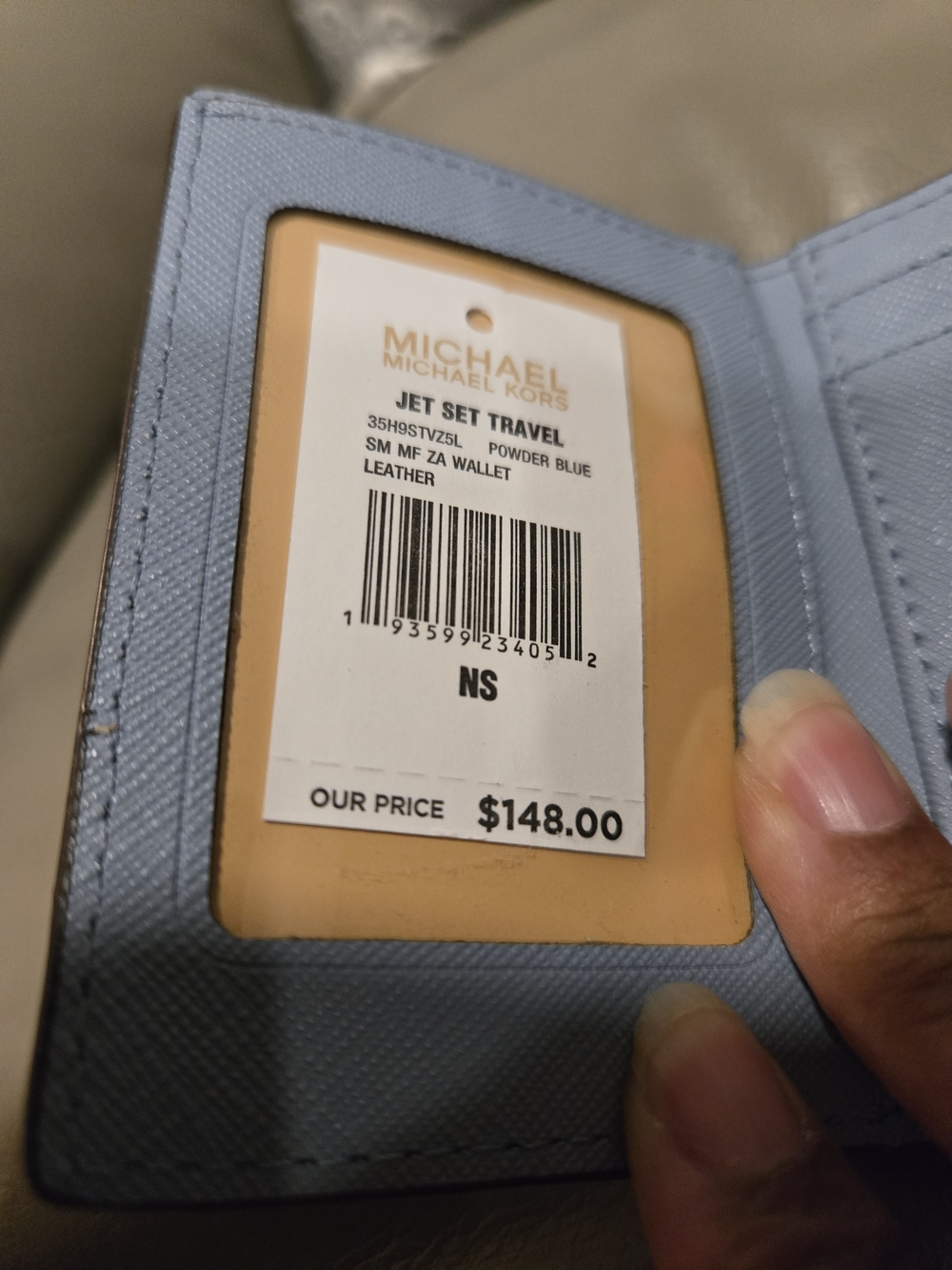 Michael Kors Jet Set Travel Powder Blue Leather Card Holder Wallet